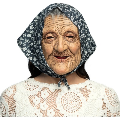 Latexová maska na obličej čarodějnice se šátkem – Sleviste.cz