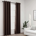 Pure Line Home Завеси с ленена текстура в цвят таупе с метални халки, 2 бр. , 140 x 225 см