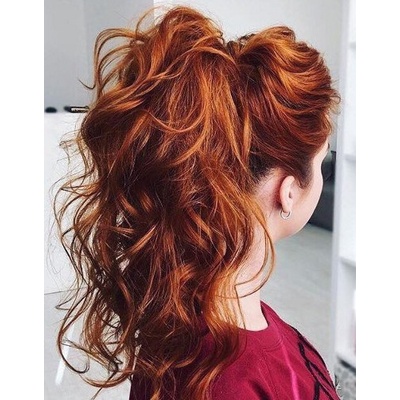 Clip in culík, japonský kanekalon, kudrnatý, 63cm - MĚDĚNÁ – Zboží Dáma