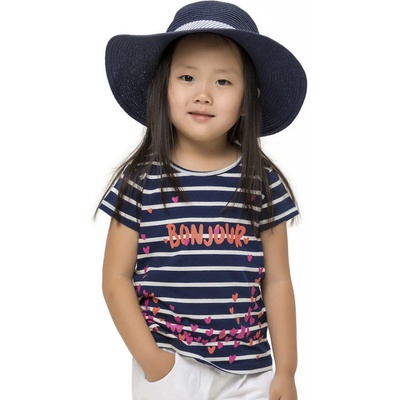 Winkiki kids Wear dívčí tričko I love Paris navy pruhy