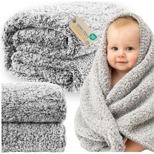 Sherpa deka 200 × 220 cm přehoz šedá melírovaná 250 g/m² delší vlas hustý