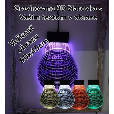 Gravírovana žiarovka s textom v ráme 60x45cm