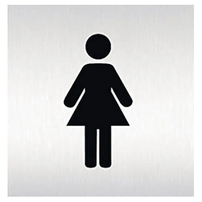 Znak rozlišovacej "WC-ženy", 60 x 60 mm, samolepiaci, nerez