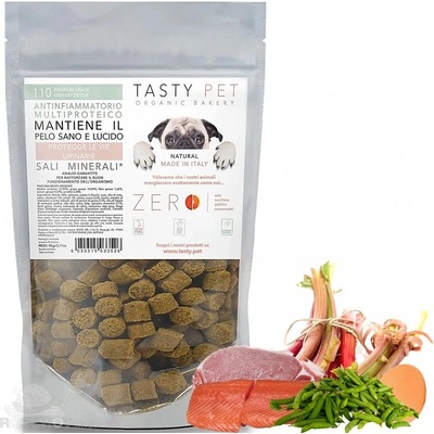 TASTY PET adult puppy Přírodní KŘUPKY s vepřovým lososem a rebarborou 90 g