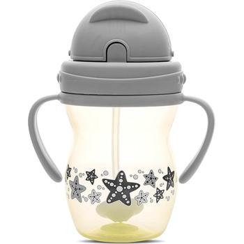 Lorelli Чаша с дръжки и сламка Lorelli - Baby Care, Grey & Yellow (10230600006)