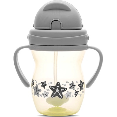 Lorelli Чаша с дръжки и сламка Lorelli - Baby Care, Grey & Yellow (10230600006)