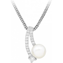 Silver Cat Nežný náhrdelník s perlou a zirkónmi SC416