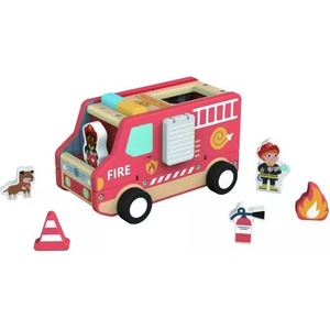 Tooky Toy Tooky Toy: Дървена пожарна кола с аксесоари (TP568) Проходилка