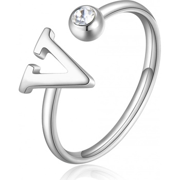 S`Agapõ Stylový ocelový prsten V s krystalem Click SCK192