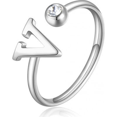 S`Agapõ Stylový ocelový prsten V s krystalem Click SCK192