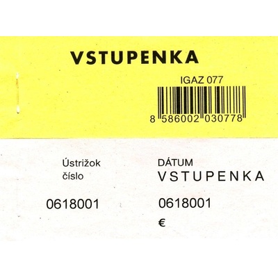 Igaz 77 Vstupenka číslovaná 2-dielna, 100 listov, číslovaná