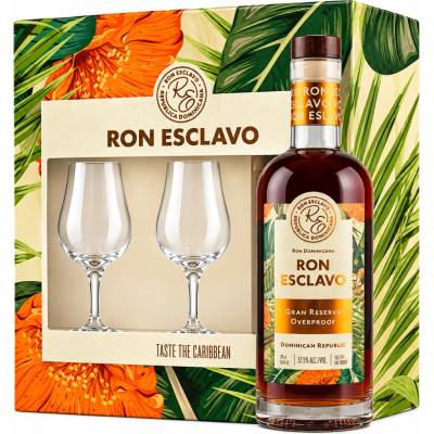 Ron Esclavo Gran Reserva Overproof 57,5% 0,5 l (dárkové balení 2 sklenice)