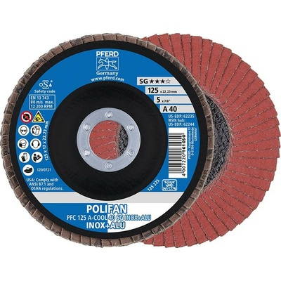 PFERD PFERD TOOLS 67758125 PFC 125 A-COOL 80 SG INOX+ALU vějířovitý brusný kotouč Průměr 125 mm Ø otvoru 22.23 mm hliník, neželezné kovy, nerezová ocel 10 ks
