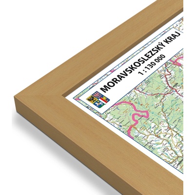 Excart Maps Moravskoslezský kraj - nástěnná mapa 135 x 90 cm Varianta: mapa v dřevěném rámu, Provedení: Pegi jádro ořechu