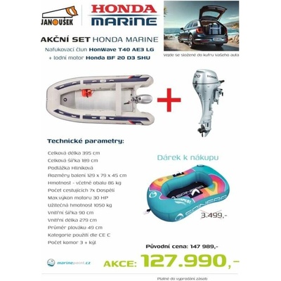 Honda Marine HonWave T 40 AE3 LG + lodní motor BF 20 D3 SHU
