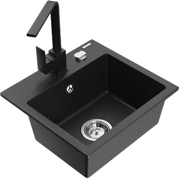 Mexen Milo гранитна мивка с една камера с кухненски смесител Рита, (6505-73-670300-70)