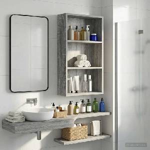 vidaXL Банен стенен шкаф Сиво Сонома 40 x 14 x 70 см (889364)