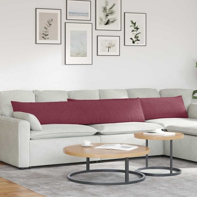 vidaXL Диван възглавници 2 pcs Виненочервен 200 x 40 см текстил (42013871)