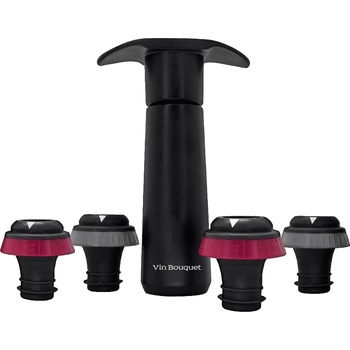 Vin Bouquet Вакуум помпа Vin Bouquet със звуков индикатор и 4 тапи - черна (VB FIC 1307)