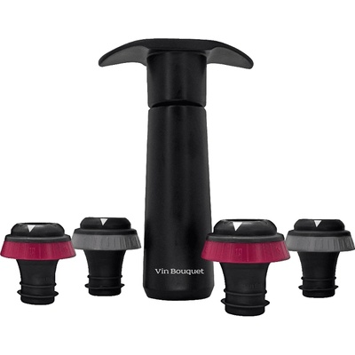 Vin Bouquet Вакуум помпа Vin Bouquet със звуков индикатор и 4 тапи - черна (VB FIC 1307)