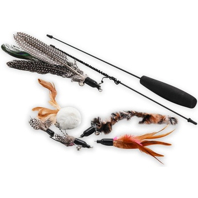 Akinu udice pro kočky s pírky přírodní set 90 cm – Zboží Mobilmania