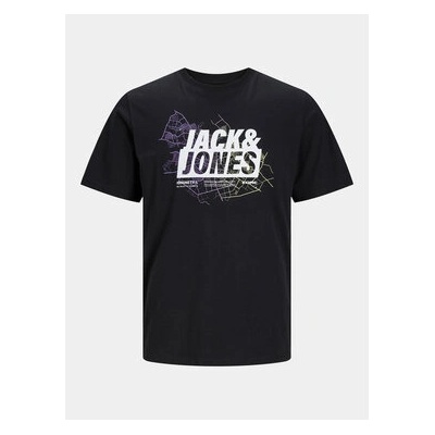 JACK & JONES Тишърт Map Logo 12252376 Черен Standard Fit (Map Logo 12252376)