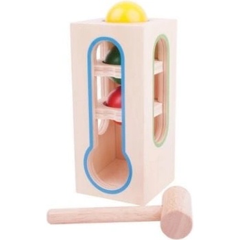 Bigjigs Toys Bigjigs- Дървена играчка-кула с чукче и топчета (BB102)