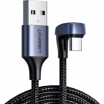 Ugreen 70313 Nylonový pletený USB - uhlový USB typu C, 1m, sivý
