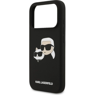 CG Mobile iPhone 17 Pro KARL LAGERFELD ТЕЧЕН СИЛИКОНОВ ДВОЙНИ ГЛАВИ MAGSAFE Силиконов удароустойчив протектор за телефон, MagSafe, ЧЕРЕН KLHMP17LSKCHPPLK (KLHMP17LSKCHPPLK)