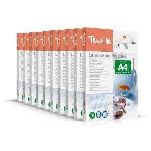 Peach laminating pouches A4-80 mic - 10 x 100 pouches - glossy - premium quality for best laminating results - compatible with devices from all brand manufacturers - PP580-0210A