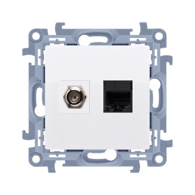 Kontakt Simon Zásuvka 1xRJ45 cat.5e + 1xTV F konektor Simon10 biela CASFRJ455.01/11