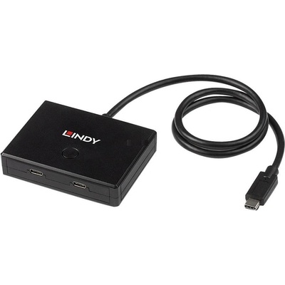 Lindy USB 3.2 Gen 1 суич, USB-C към 2x USB-C, черен, 0.6m, универсална дирекция, PD, 100W (43329)