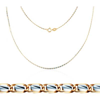 SAVICKI Синджирче Savicki 1, 6 мм: двуцветно злато, 585, плочка