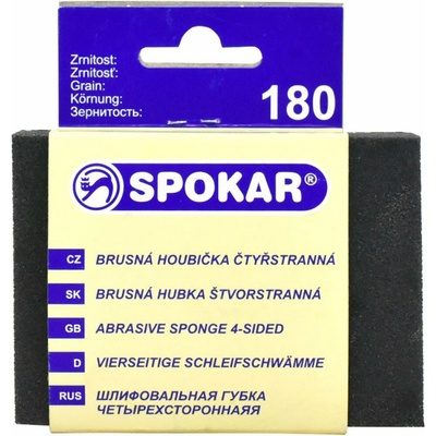 Spokar brusná houbička, 4stranná, rozměry 100 x 70 x 27 mm, zrnitost 180