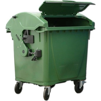 HTI Plastový kontejner 1100 l víko ve víku, zelený