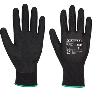 Portwest Ръкавици portwest dermi-grip npr15 a335 / Пясъчно нитрилни, потопени в черни xxl (a335k8rxxl)