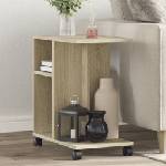 vidaXL Странична маса с колела дъб сонома 50x30x55 см инженерно дърво (840571)