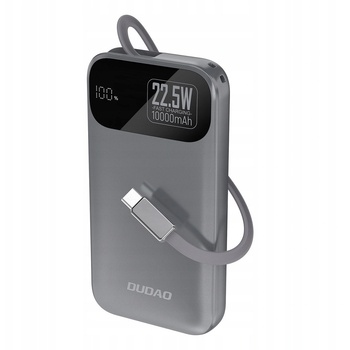 Image 1 of Dudao K31 10000 mAh 22.5W PD Power Bank с вграден кабел, сив (DDA509)