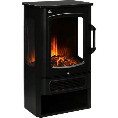 Homcom realistické plameny 2 nastavení teploty ochrana proti přehřátí ocel 44.5 x 32 x 74 cm černý