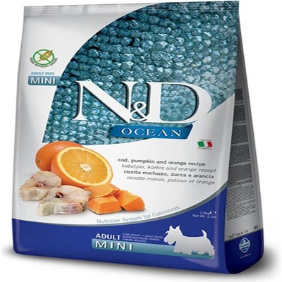 N&D Ocean Mini Adult Dog Codfish& Orange гранули без зърно - 2.5кг