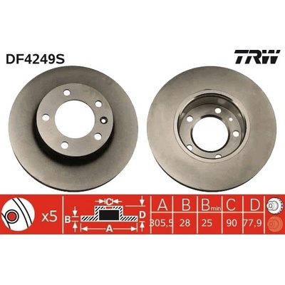 Brzdový kotúč TRW DF4249S