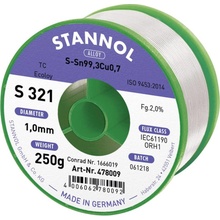 Stannol S321 2,0% 1,0MM SN99CU0,7CD 250G spájkovací cín bez olova bez olova, cievka Sn99,3Cu0,7 ORH1 250 g 1 mm