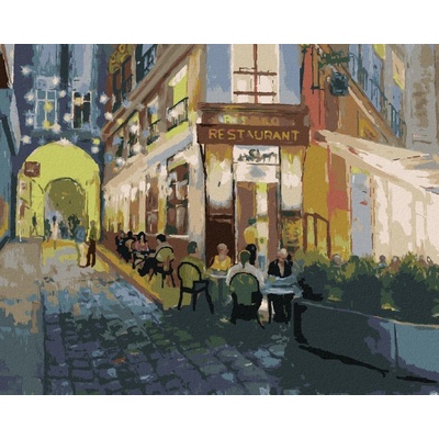 zuty Malování Podle Čísel Restaurace V Paříži 80 x 100 Cm Plátno