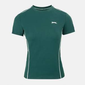 Slazenger TECH CONTRAST DETAIL TENNIS TEE - Forest Green