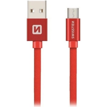 Swissten 71522106 USB / Micro USB, textile, 0,2m, červený