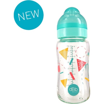 dBb Remond skleněná lahvička se širokým hrdlem Geometrie mentolová 240 ml