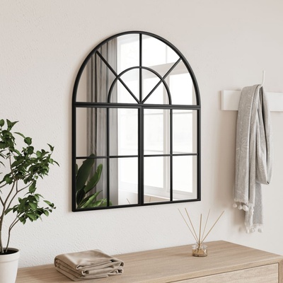 vidaXL Стенно огледало, черно, 60x70 см, арка, желязо (3200604)