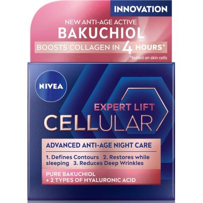 Nivea Cellular Нощен крем Hyaluron Filler Elasticity, 50 ml
