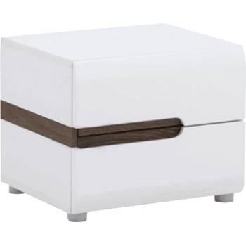 Нощно шкафче Lynatet typ 96 бял гланц и тъмна сонома