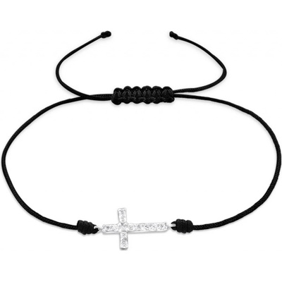 Majya náramek černý s přívěskem KŘÍŽEK 10590